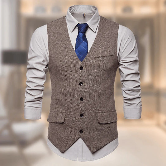 Herren-Weste mit Knopfleiste und Pattentaschen