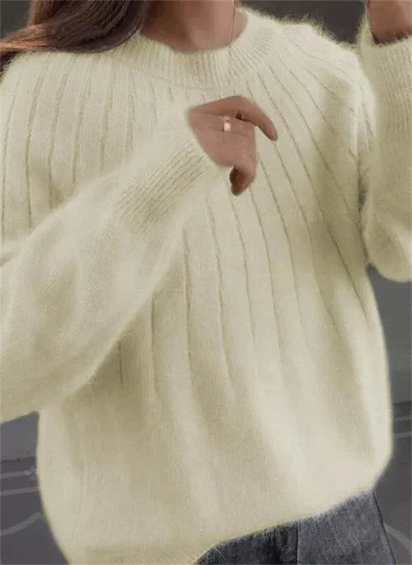 Gemütlicher Strickpullover mit Rundhalsausschnitt für Damen