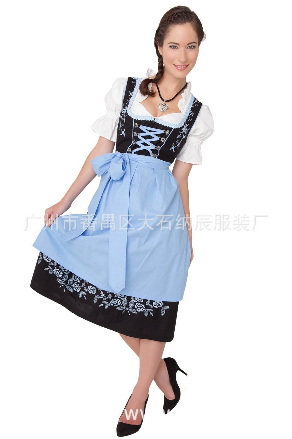Oktoberfest Dirndlkleid für Damen mit hellgrüner Schürze