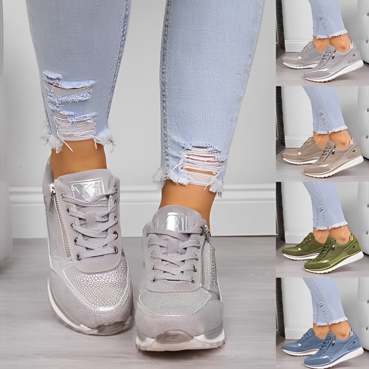 Orthopädische Damen-Sneaker mit Reißverschluss