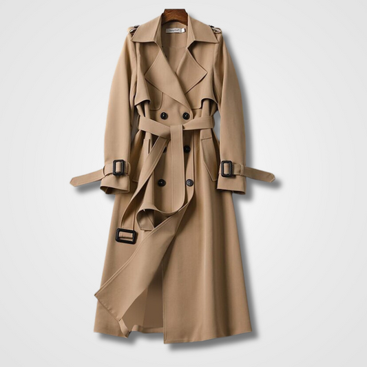 Amelie – Damen Trenchcoat mit Bindegürtel und Doppelreiher