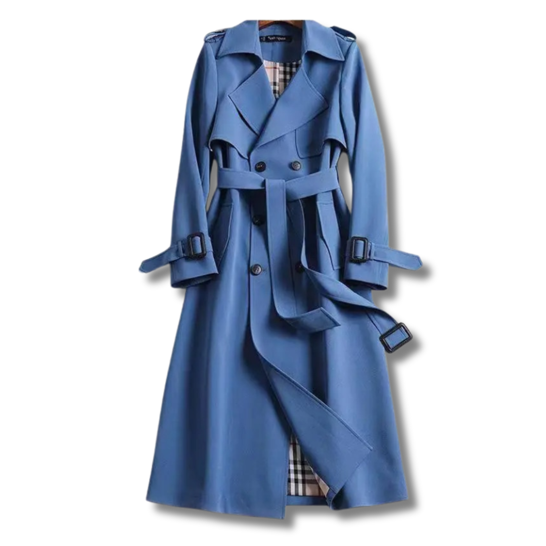 Isabella - Damen  wolle Trenchcoat mit Gürtel und Doppelreiher
