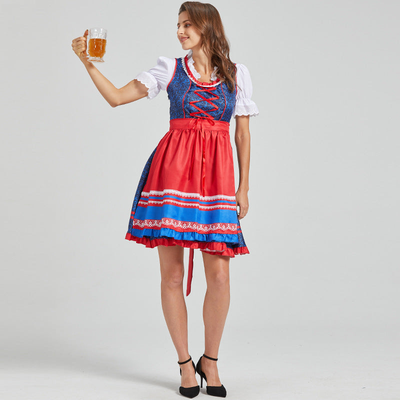 Oktoberfest Dirndlkleid kurz für Damen mit dekorativer Schürze
