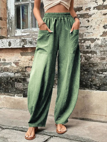 Mira | Weite Freizeithose mit elastischem Bund und großen Taschen für Damen