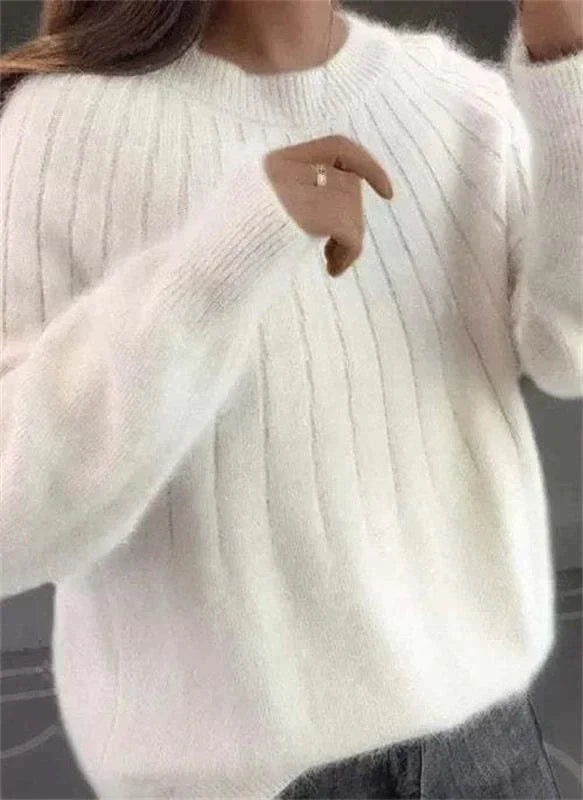 Gemütlicher Strickpullover mit Rundhalsausschnitt für Damen