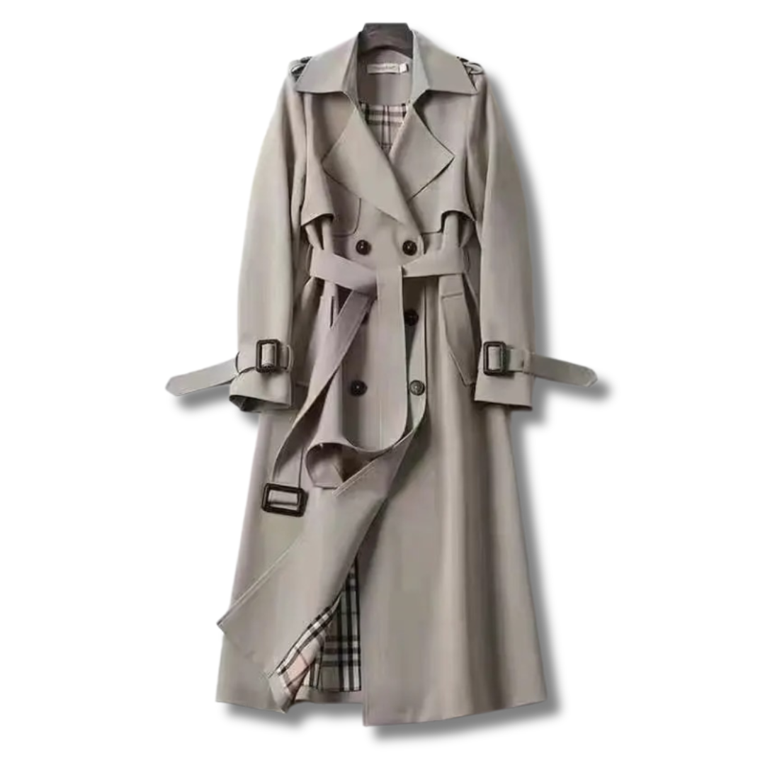 Isabella - Damen  wolle Trenchcoat mit Gürtel und Doppelreiher