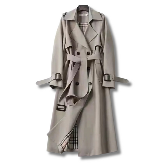 Isabella - Damen  wolle Trenchcoat mit Gürtel und Doppelreiher