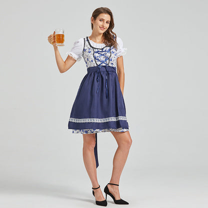 Oktoberfest Dirndlkleid für Damen mit Blumenmuster und Schürze