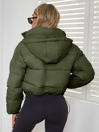 Damen Kurze Steppjacke mit Kapuze