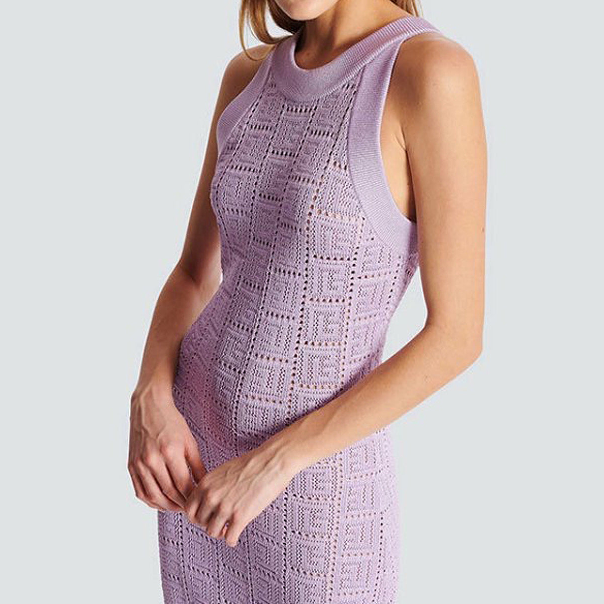 Fiora | Ärmelloses Midi-Strickkleid mit strukturierter Musterung