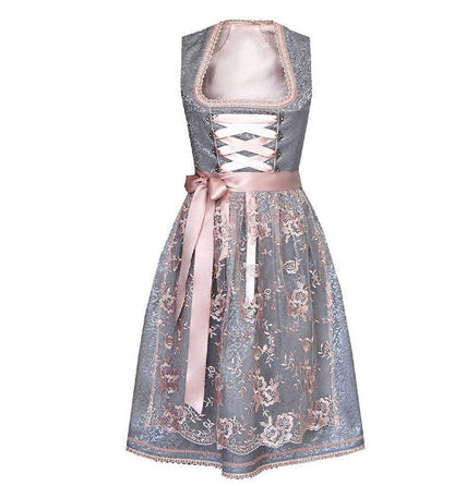Oktoberfest Damen-Dirndlkleid mit Spitzenschürze und Satinband