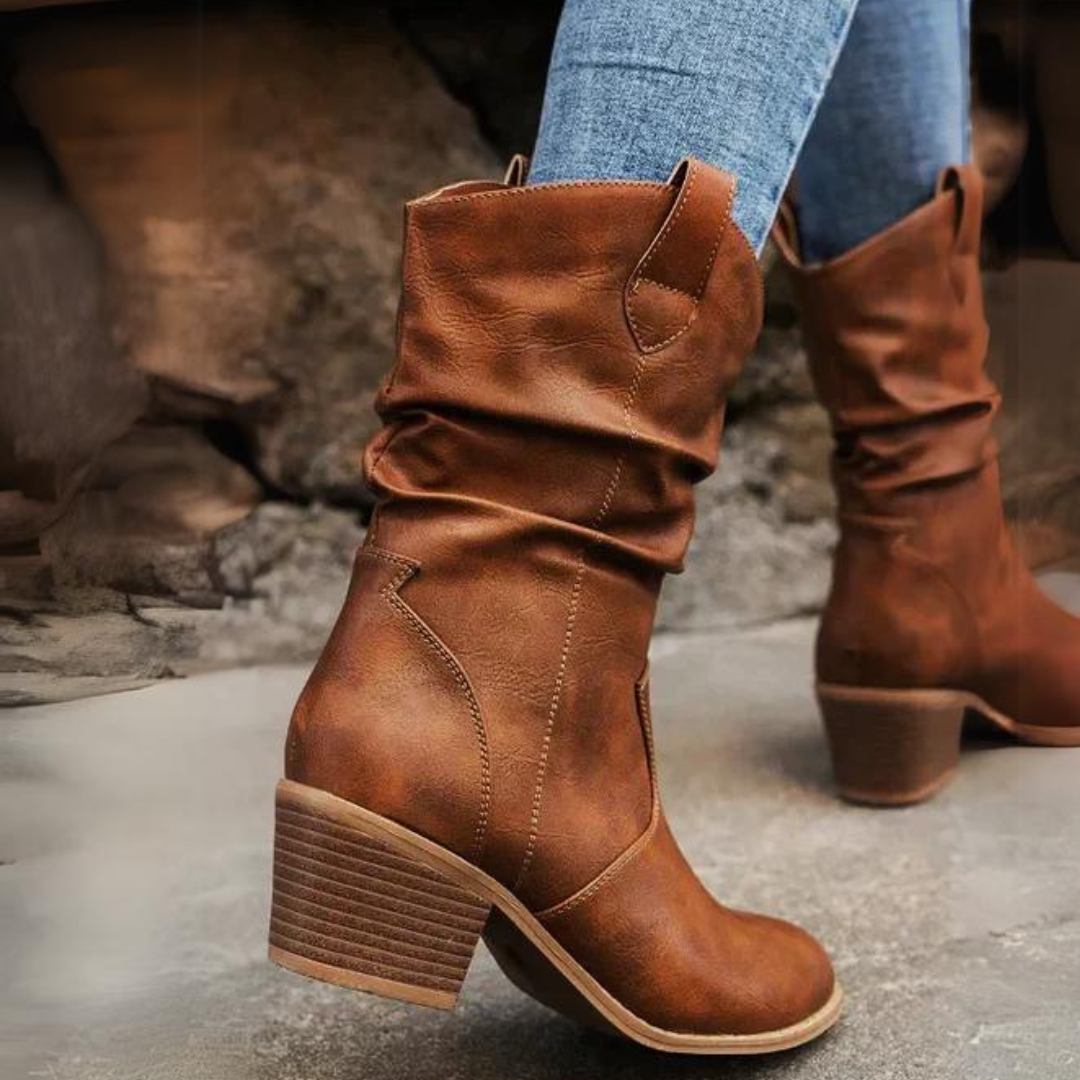 Klassische Cowboy-Stiefeletten mit Blockabsatz