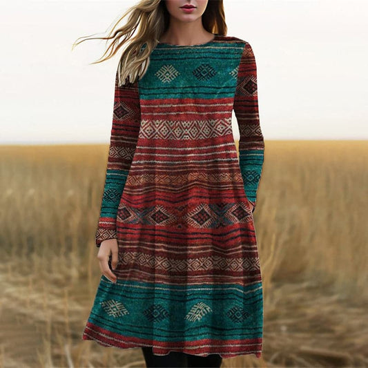 Boho-Ethno Kleid mit Langarm