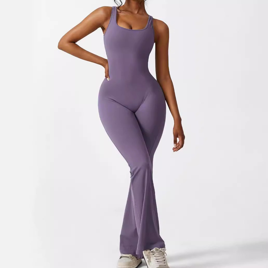 Lyra | Ärmelloser Stretch-Jumpsuit mit Flared-Bein und Racerback