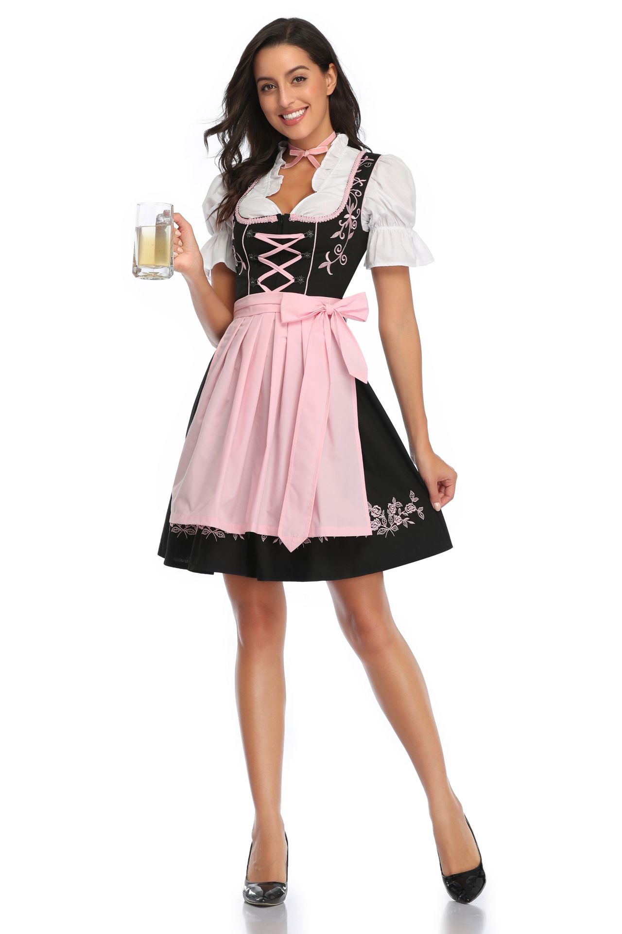 Oktoberfest Dirndlkleid für Damen mit hellgrüner Schürze