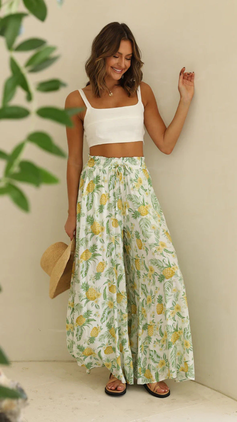 Mira | Fließende High-Waist-Hose mit weitem Bein und Bindegürtel für Damen