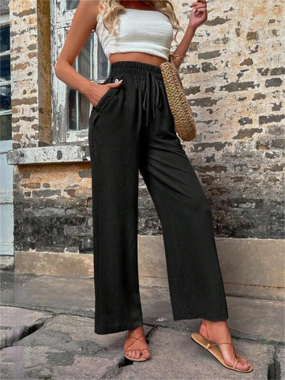 Hochwertige High-Waist Freizeithose mit Taschen