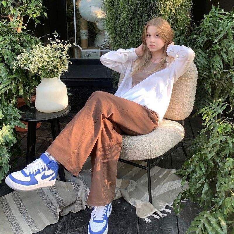 Retro-Jeans für Damen - Uni-Farben - Amerikanischer Stil