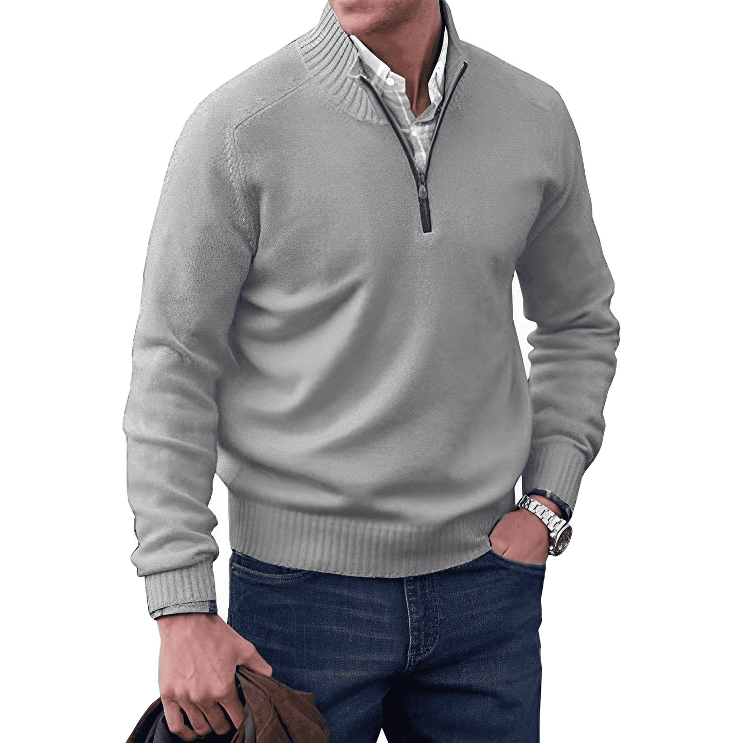 Herrenpullover mit Reißverschluss am Kragen