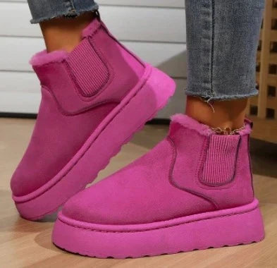 Damen-Warmfutter-Stiefeletten zum Hineinschlüpfen mit Plateausohle