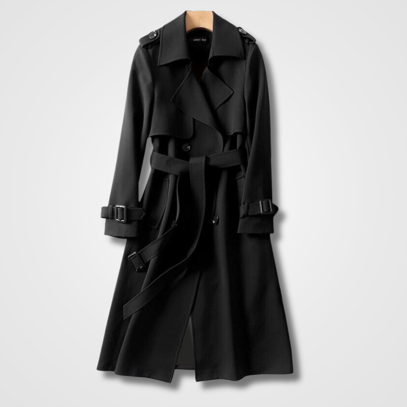 Amelie – Damen Trenchcoat mit Bindegürtel und Doppelreiher