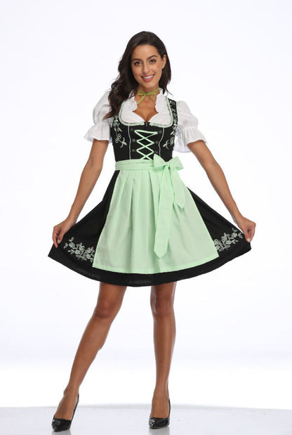Oktoberfest Dirndlkleid für Damen mit hellgrüner Schürze