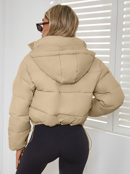 Damen Kurze Steppjacke mit Kapuze