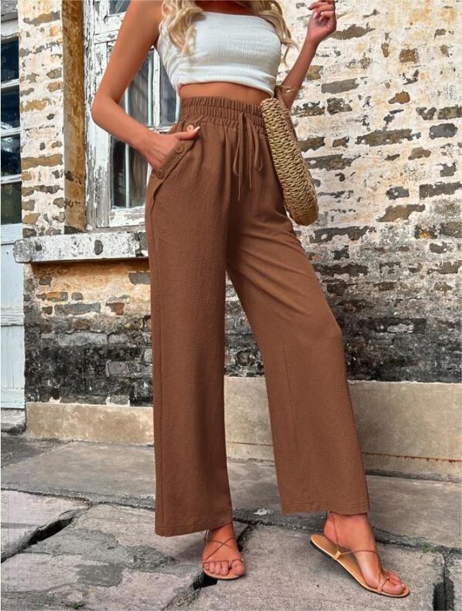 Hochwertige High-Waist Freizeithose mit Taschen