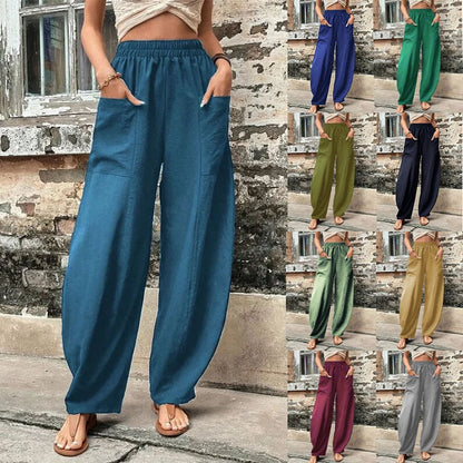 Mira | Weite Freizeithose mit elastischem Bund und großen Taschen für Damen