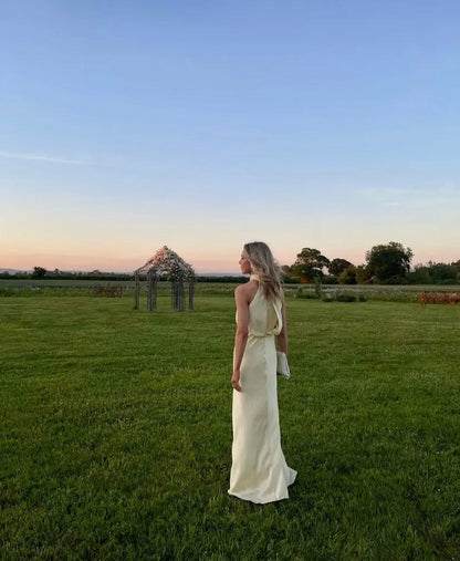 Satin halter neck maxi dress