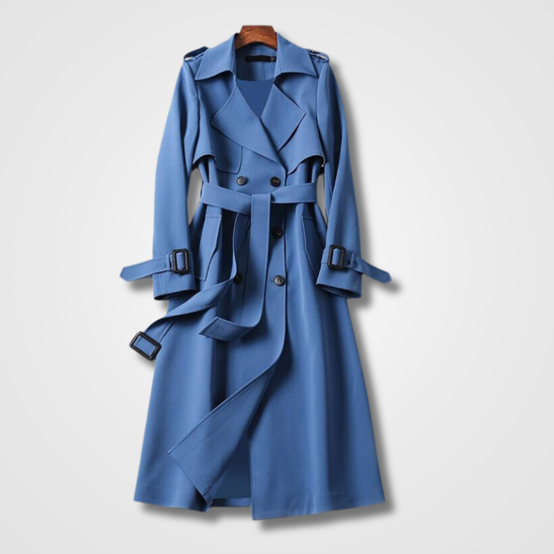 Amelie – Damen Trenchcoat mit Bindegürtel und Doppelreiher