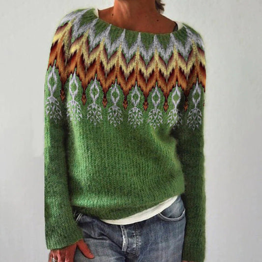 Damen Strickpullover mit Wald-Silhouetten-Design
