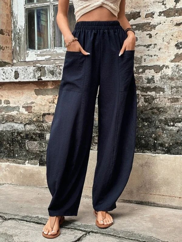 Mira | Weite Freizeithose mit elastischem Bund und großen Taschen für Damen