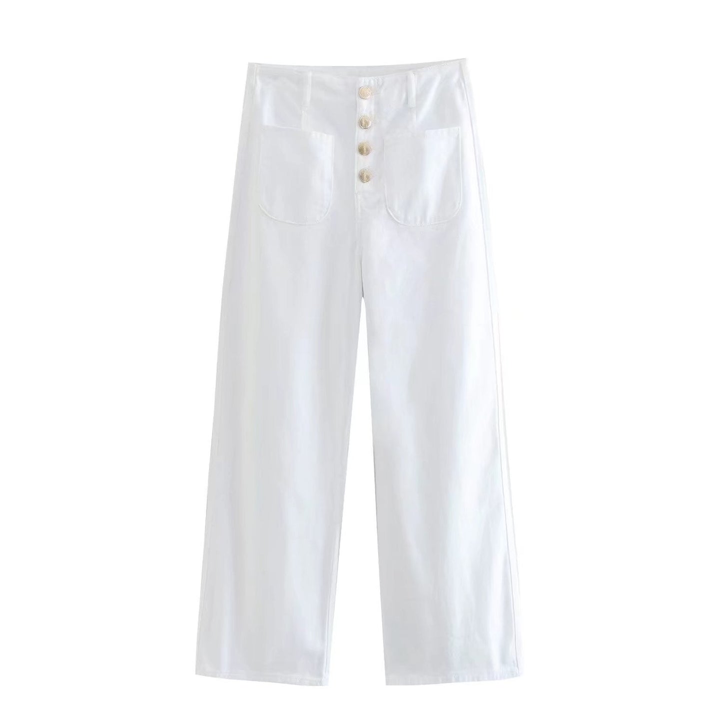 Hochtaillierte Baggy Capri Jeans - Weites Bein, Europastil