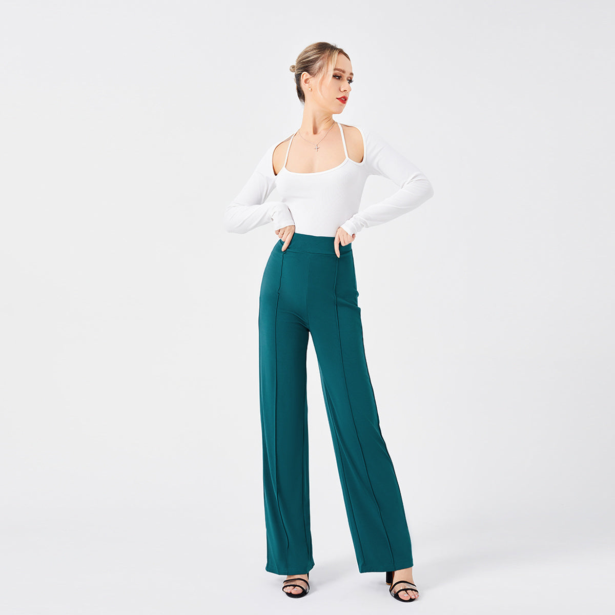 Freizeithose - Unifarben, Hohe Leibhöhe, Schmaler Schnitt
