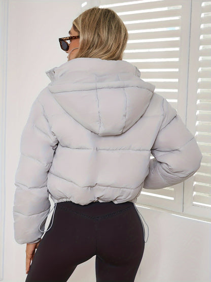 Damen Kurze Steppjacke mit Kapuze