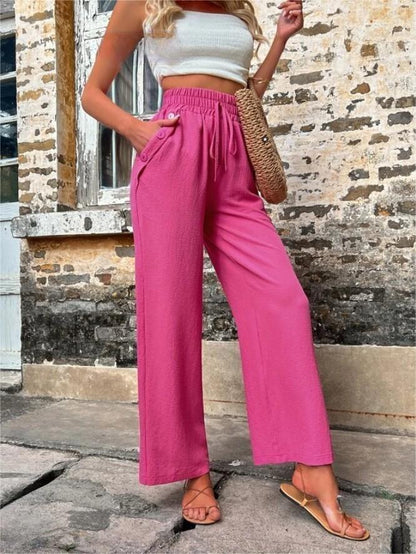 Hochwertige High-Waist Freizeithose mit Taschen