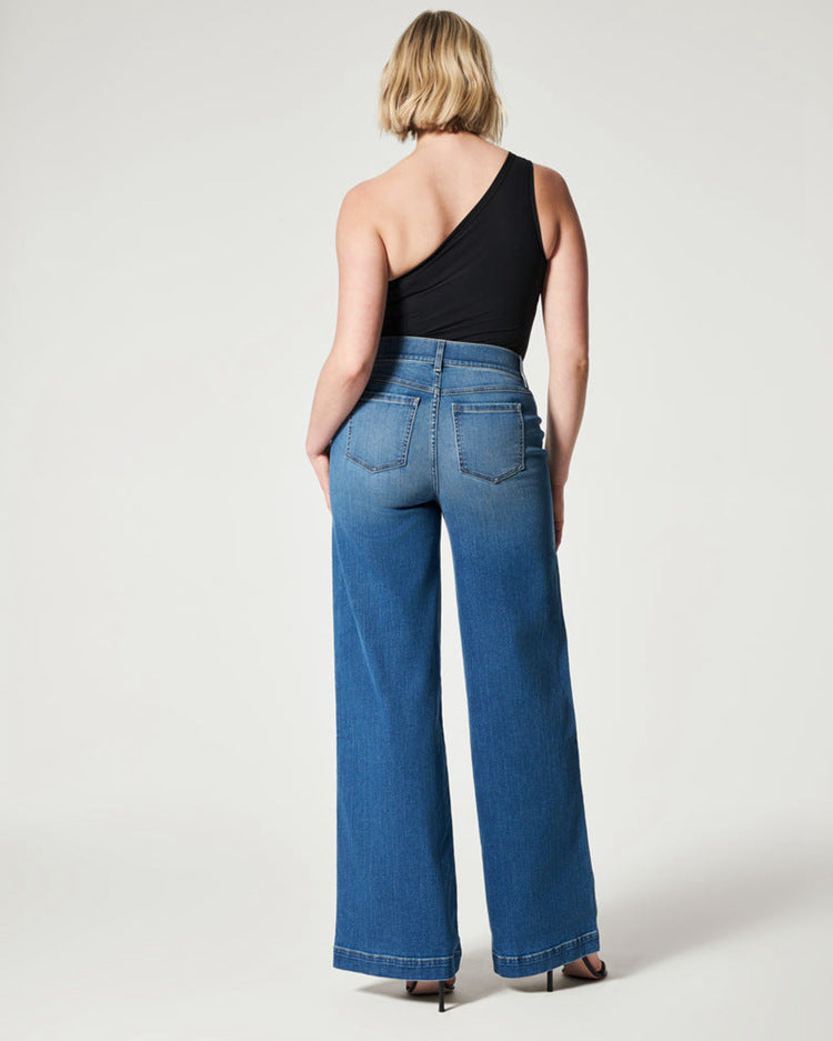 Hochtaillierte Damenjeans - Weite Beine - Lässiger Stil