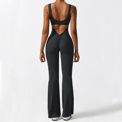 Lyra | Ärmelloser Stretch-Jumpsuit mit Flared-Bein und Racerback