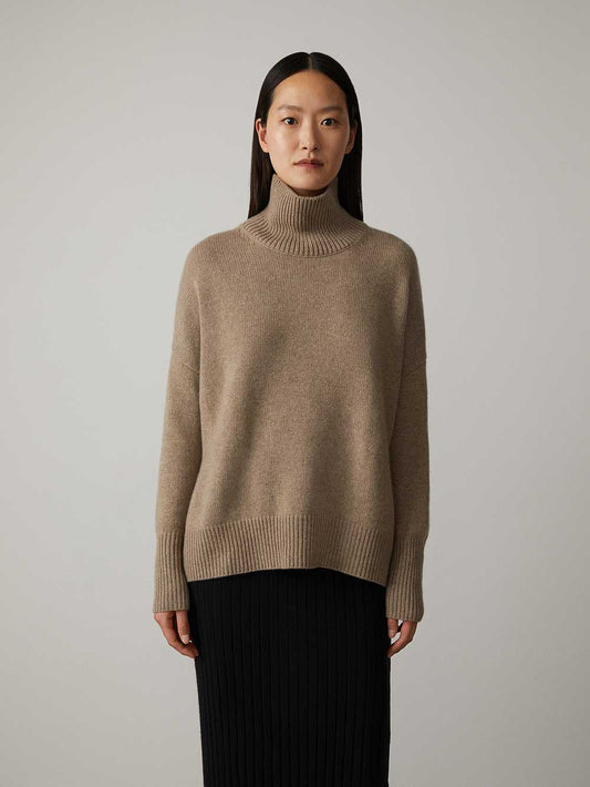 Amira - Damen Rollkragenpullover langarm locker geschnitten