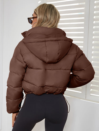 Damen Kurze Steppjacke mit Kapuze