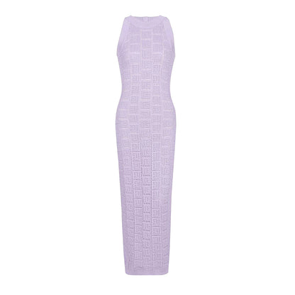 Fiora | Ärmelloses Midi-Strickkleid mit strukturierter Musterung