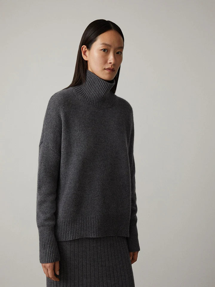 Amira - Damen Rollkragenpullover langarm locker geschnitten