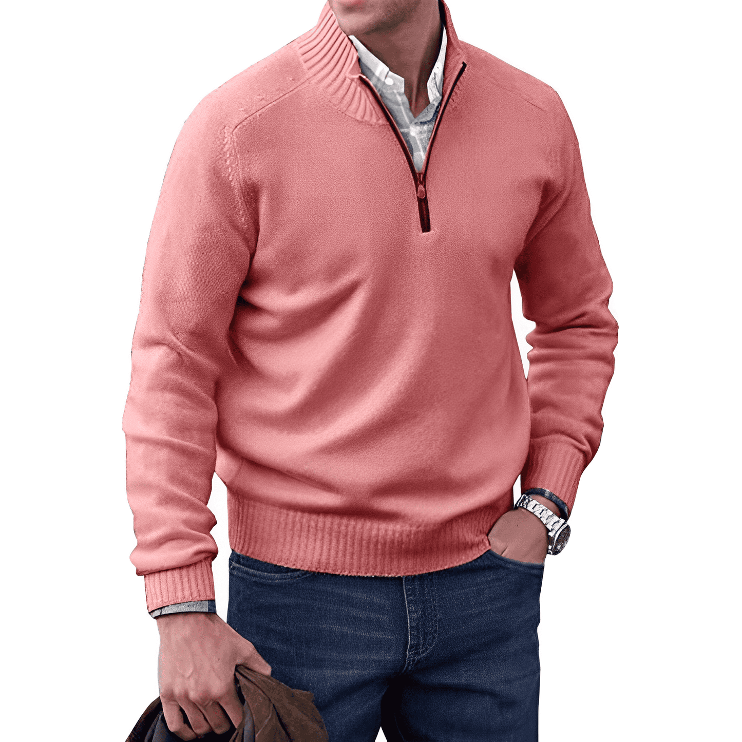 Herrenpullover mit Reißverschluss am Kragen