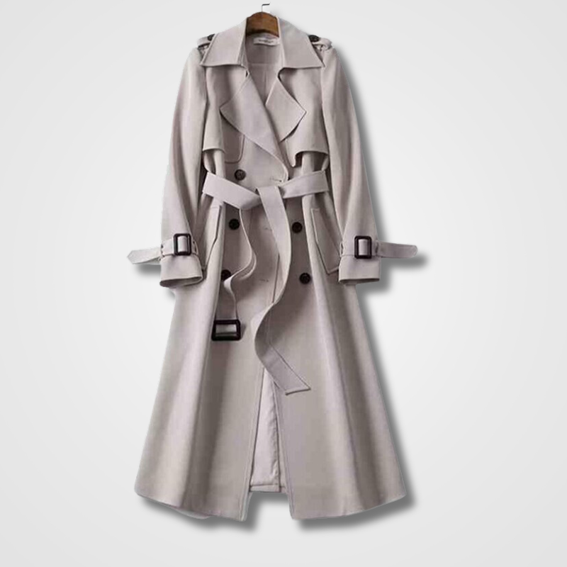 Amelie – Damen Trenchcoat mit Bindegürtel und Doppelreiher
