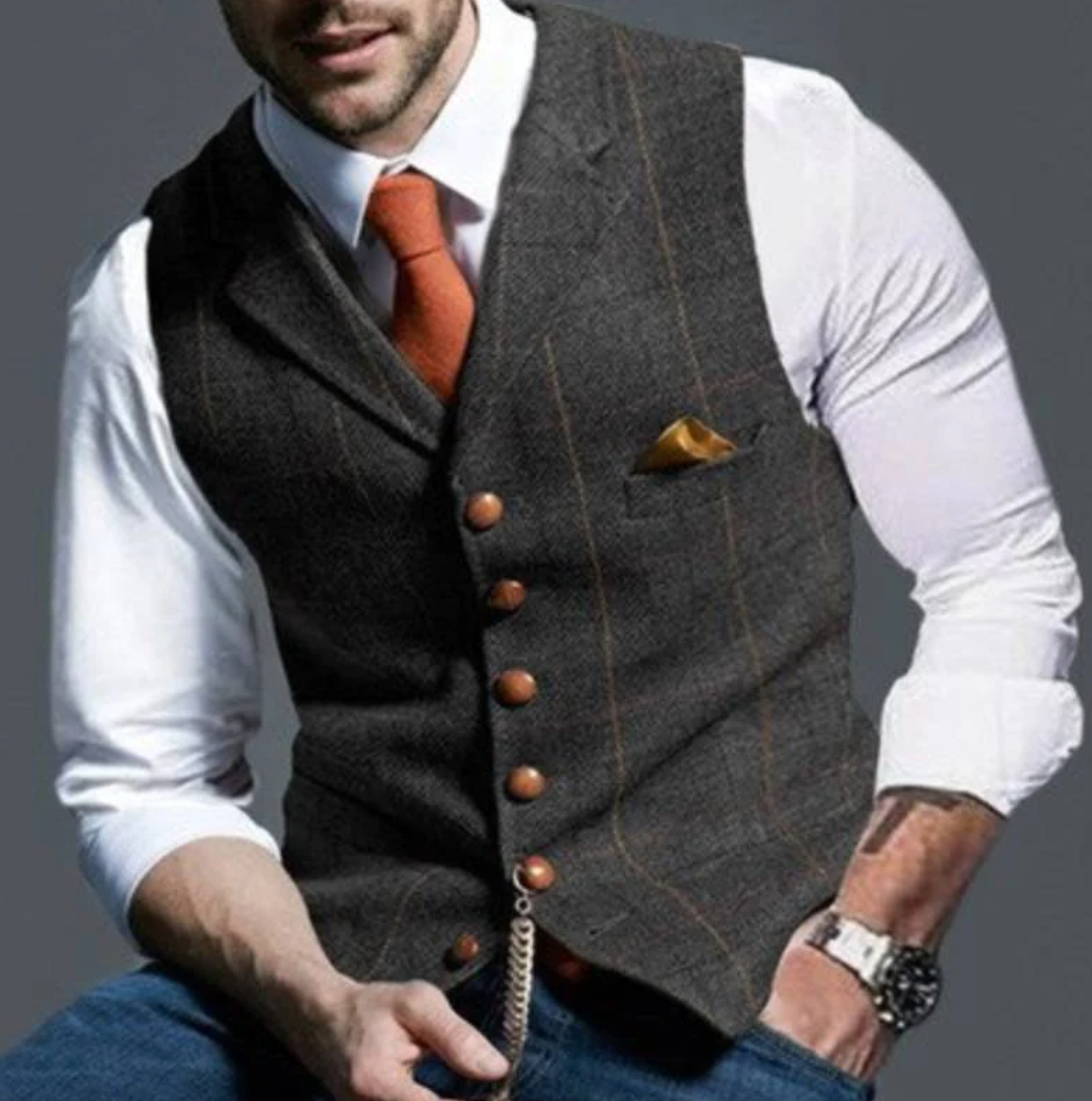 Elegante Herren-Weste mit Knopfleiste – Klassischer Stil für besondere Anlässe