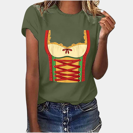 Oktoberfest Damen-Shirt mit Dirndl-Print