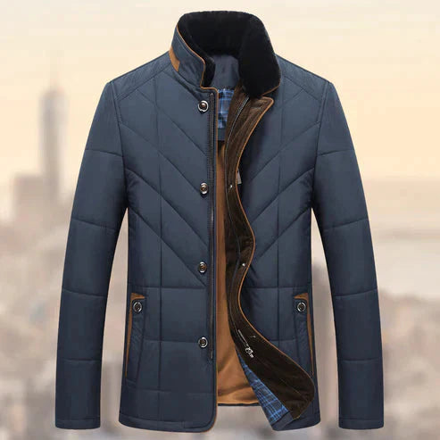 Herren Steppjacke mit Kunstfellkragen
