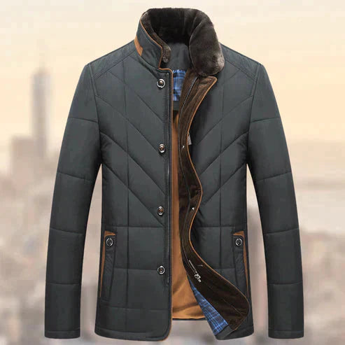 Herren Steppjacke mit Kunstfellkragen