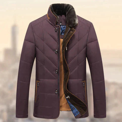 Herren Steppjacke mit Kunstfellkragen